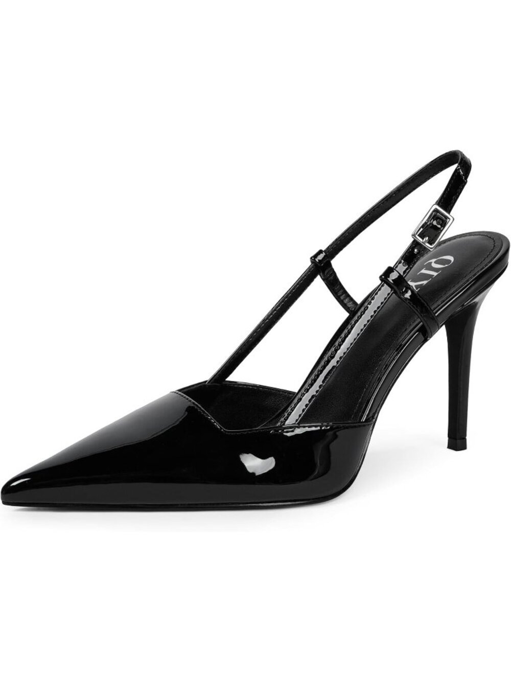 Women's Black Stiletto Pointed Toe Sleek Slingback High Heel For Weddings Party